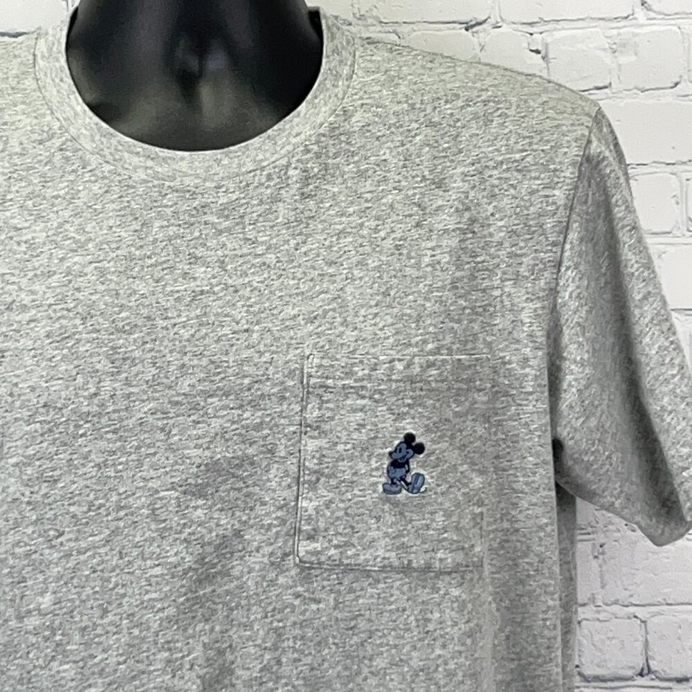 Mickey Mouse T Shirt Unisex L Large Gray Walt Disney Uniqlo Pocket Tee